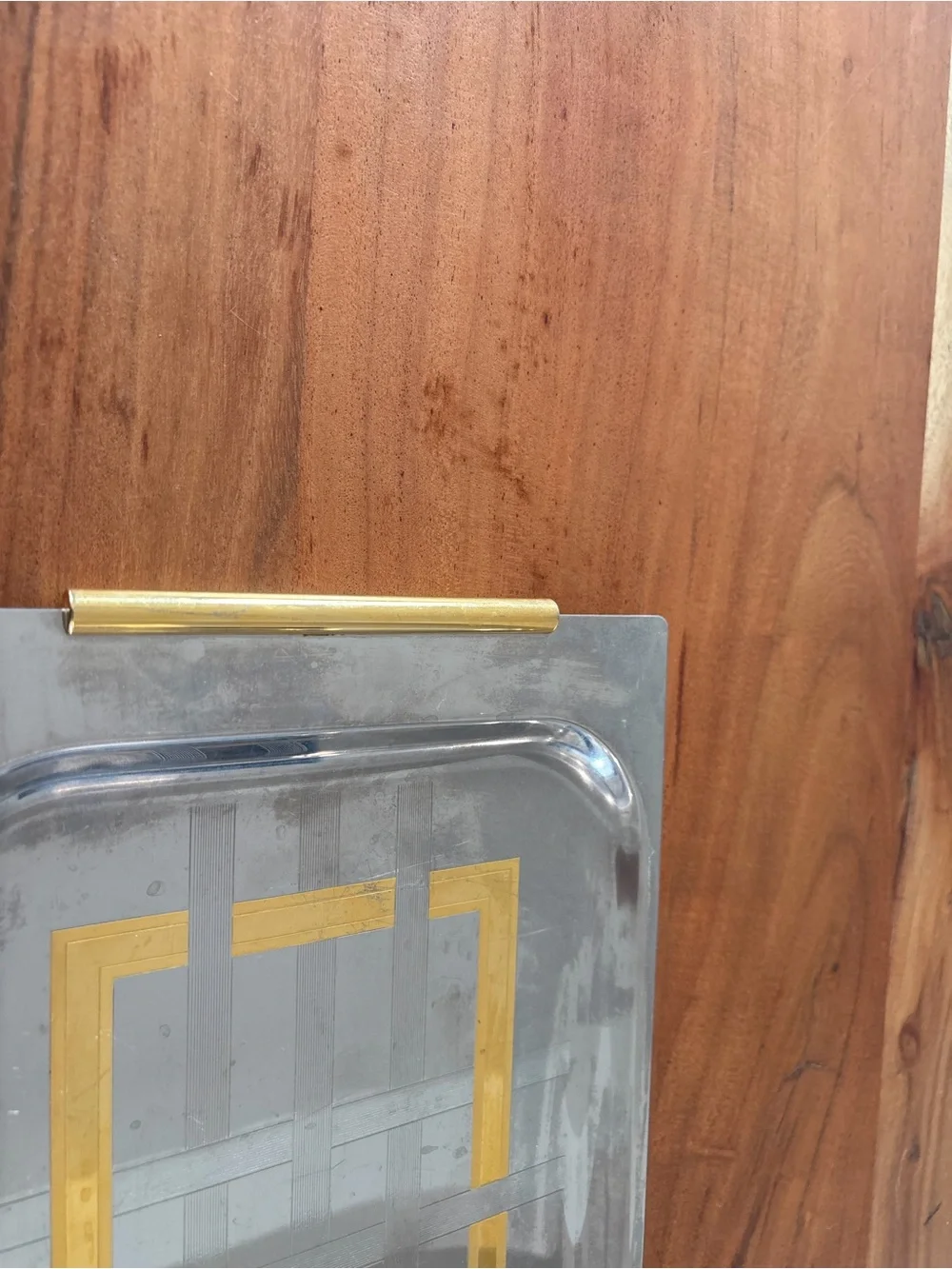 Mid century modern Silver Vanity Tray with inlaid Gold Accents stunning piece
